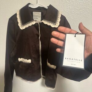 Brown Jacket with Cream Accents